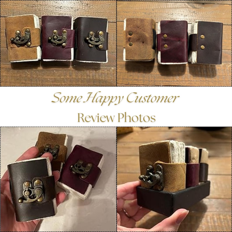 Dark mini leather journal open pages