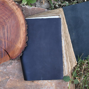 Deckle Edge Rustic Paper - Black Leather Journal