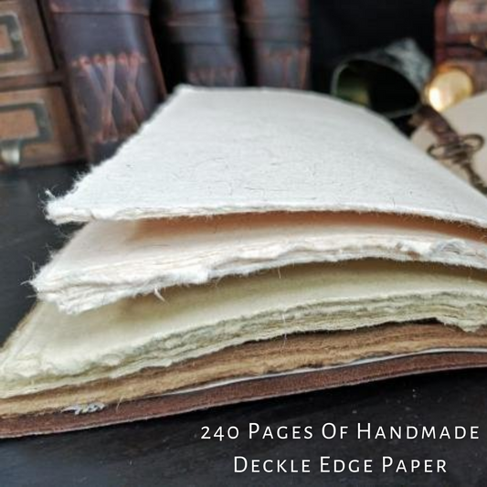 240 pages of multi-colored deckle edge paper