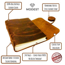 Load image into Gallery viewer, LEATHER JOURNAL Lined Paper - for Men and Women (7"x5") | Soft Rustic Leather | Thick Paper | Best for Travel Diary to Write in
