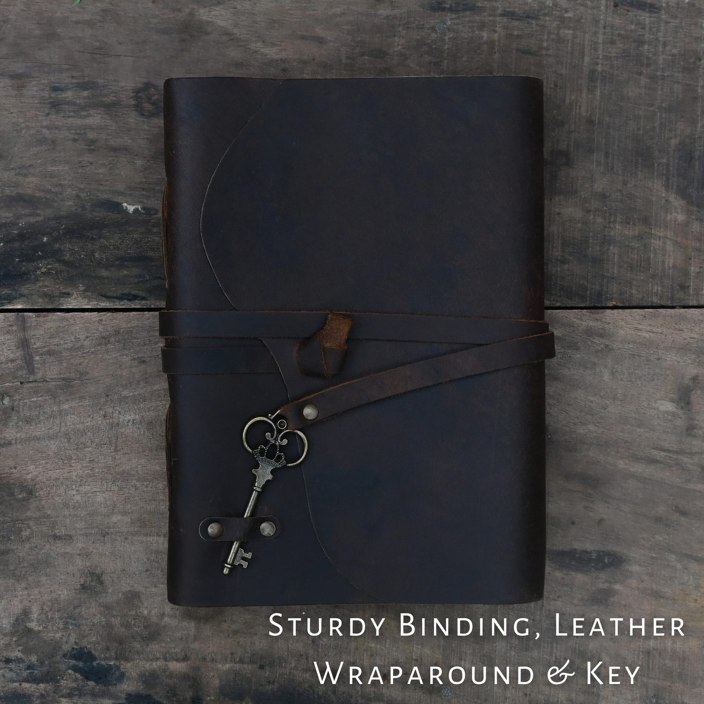 Multi-color leather journal with sturdy binding and key closure