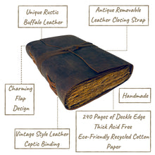 Load image into Gallery viewer, Brown Vintage Leather Journal (LINED)