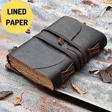 Load image into Gallery viewer, Brown Vintage Leather Journal (LINED)