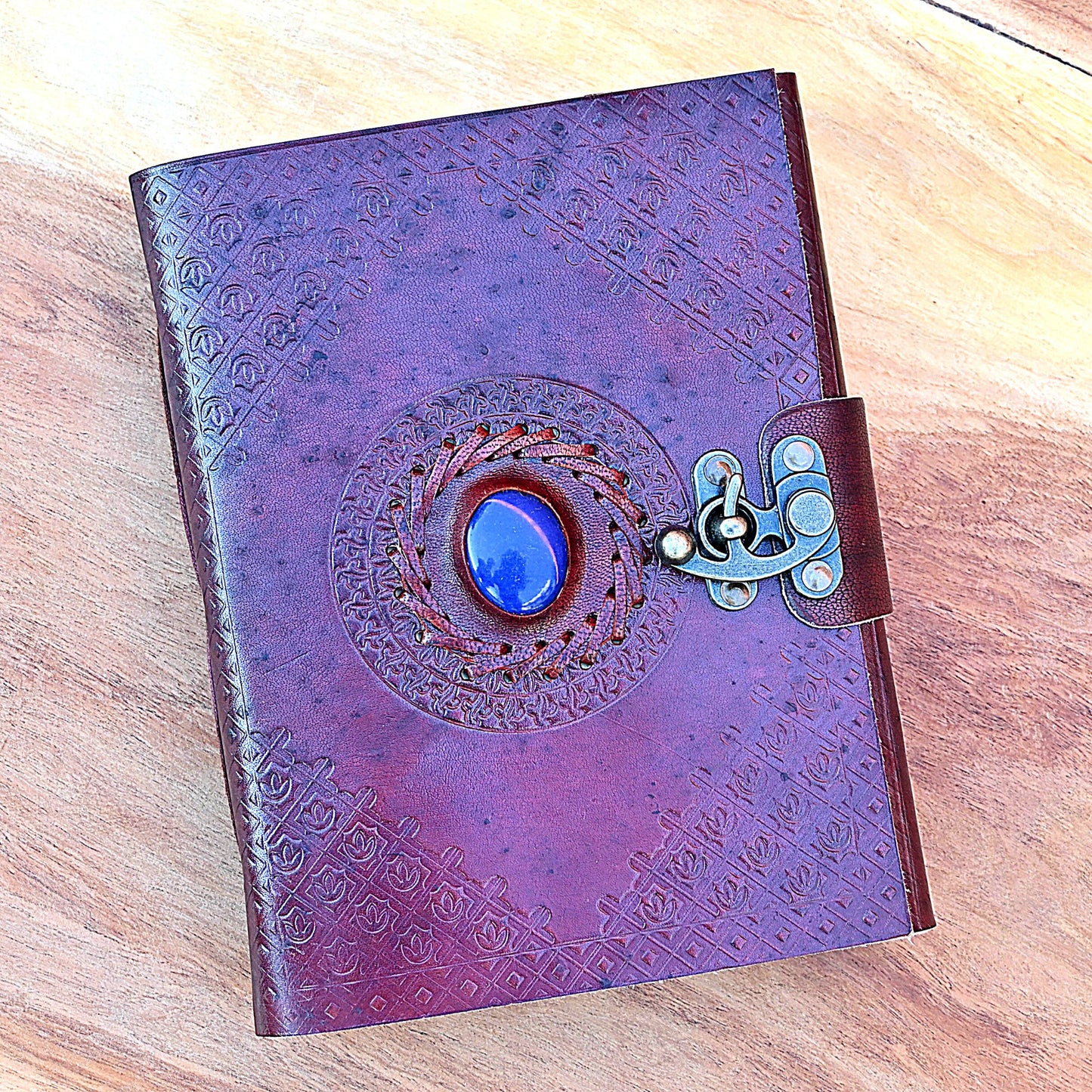 Stone closure leather journal as a gift