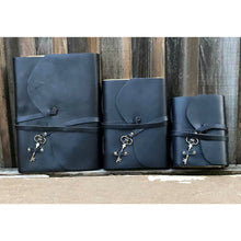 Load image into Gallery viewer, Black Vintage Leather Journal with Key