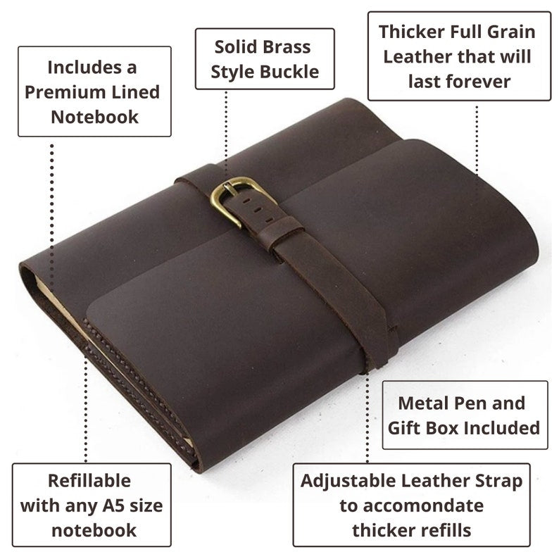 Leather journal gift set with luxury pen