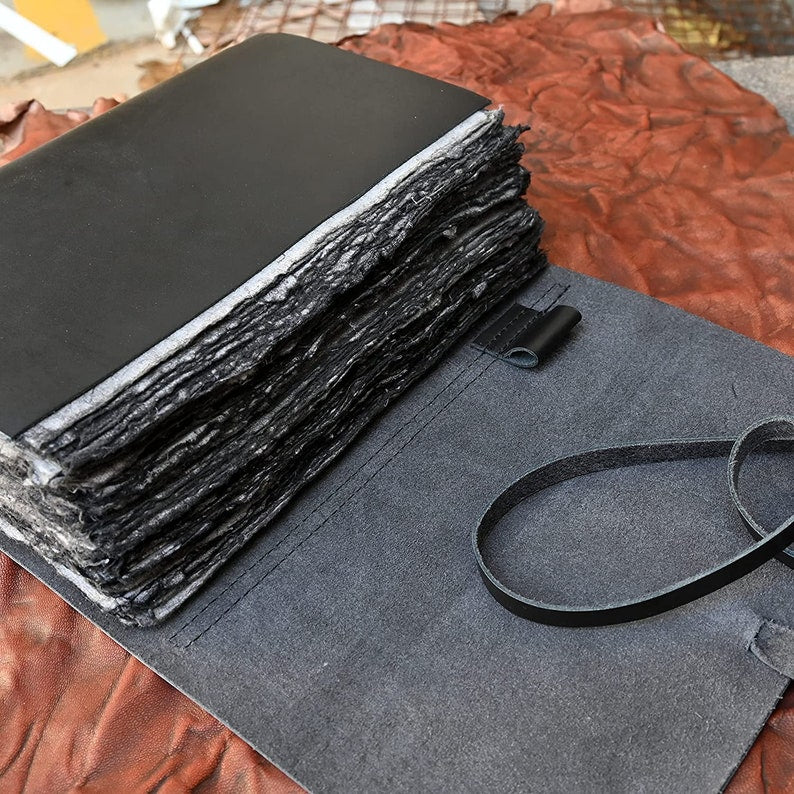 Vintage black journal deckle edge paper detail
