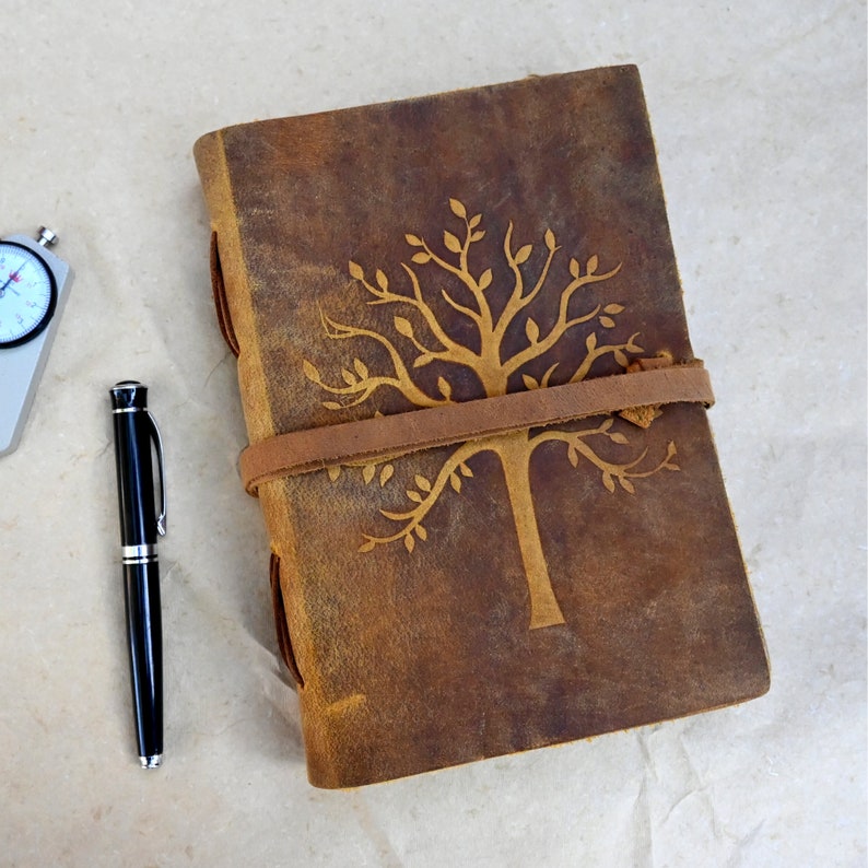 Handmade leather journal as gift