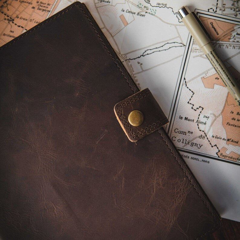 Walnut leather journal as a gift