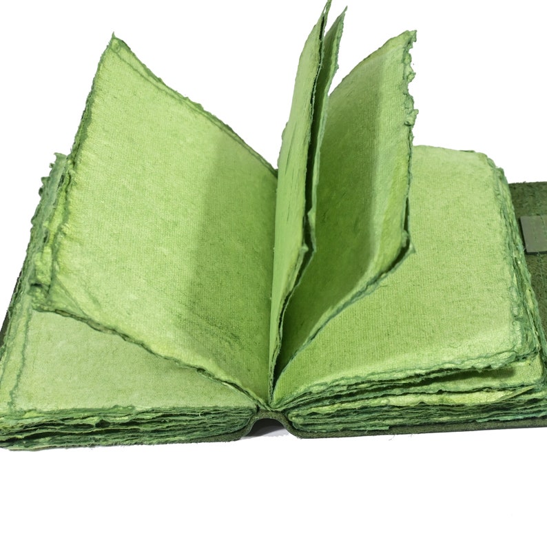 Green journal deckle edge paper detail