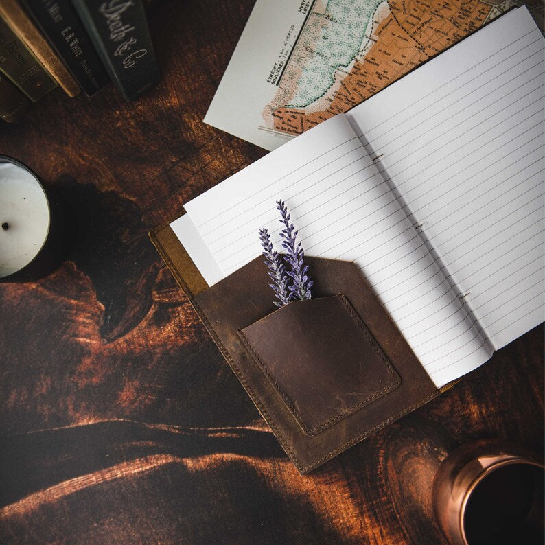 Walnut leather journal with A5 insert removed