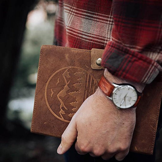 Refillable travel journal planner design leather cover