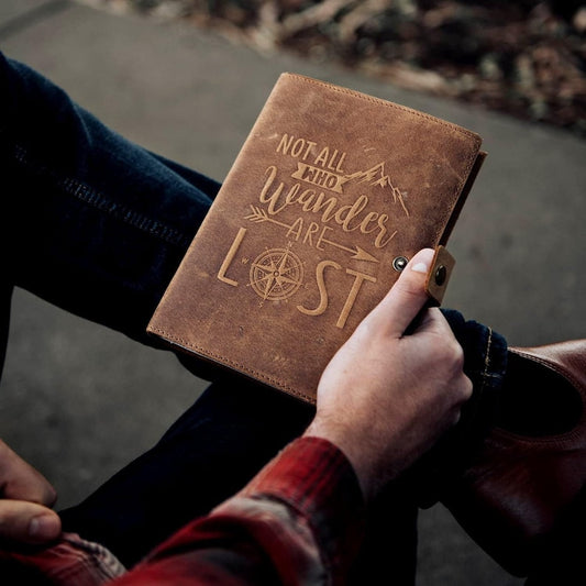 Refillable travel journal premium leather cover