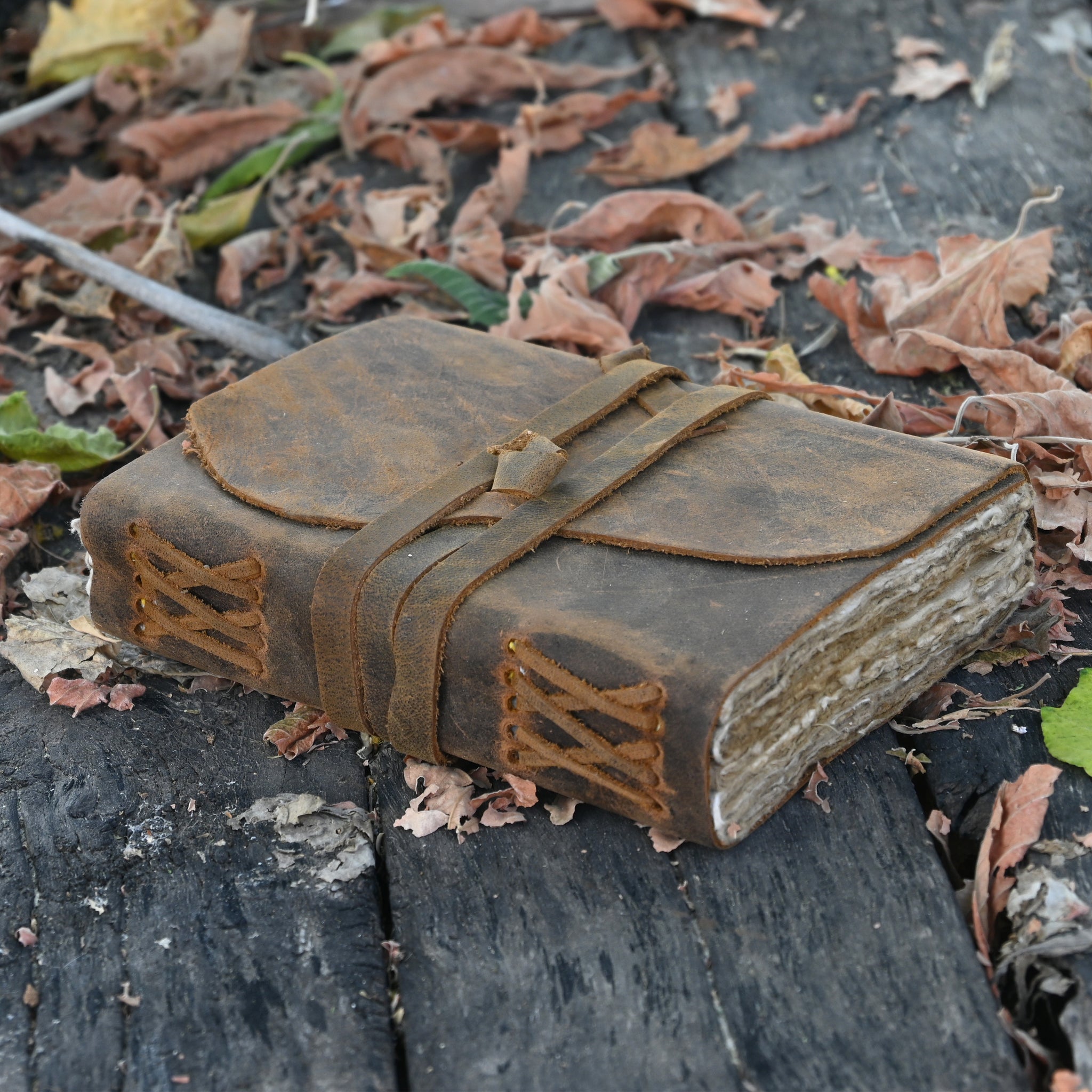 Rustic Wrap Journal - Natural Edge Leather Notebook Cover