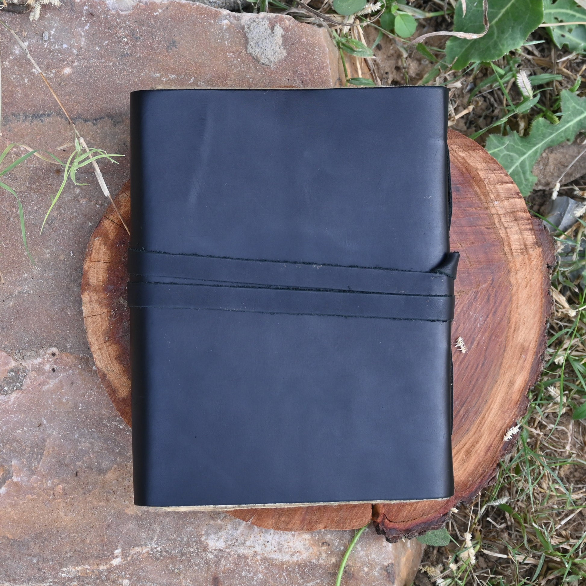 Black leather journal with antique pages