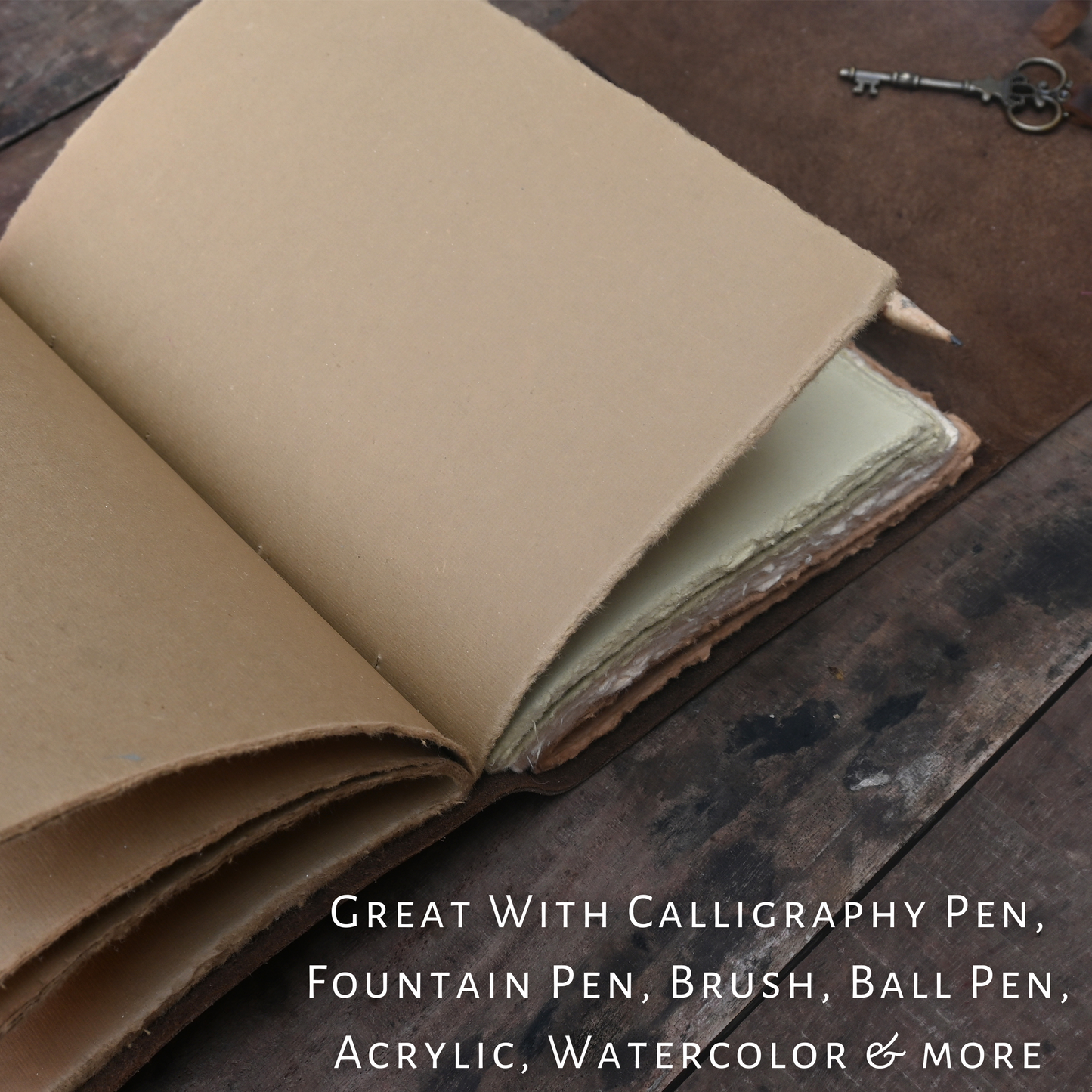 Multi-color leather journal works with calligraphy and fountain pens