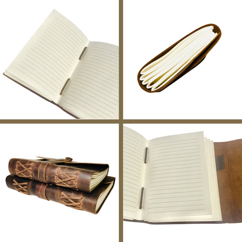 LEATHER JOURNAL Lined Paper - for Men and Women (7"x5") | Soft Rustic Leather | Thick Paper | Best for Travel Diary to Write in