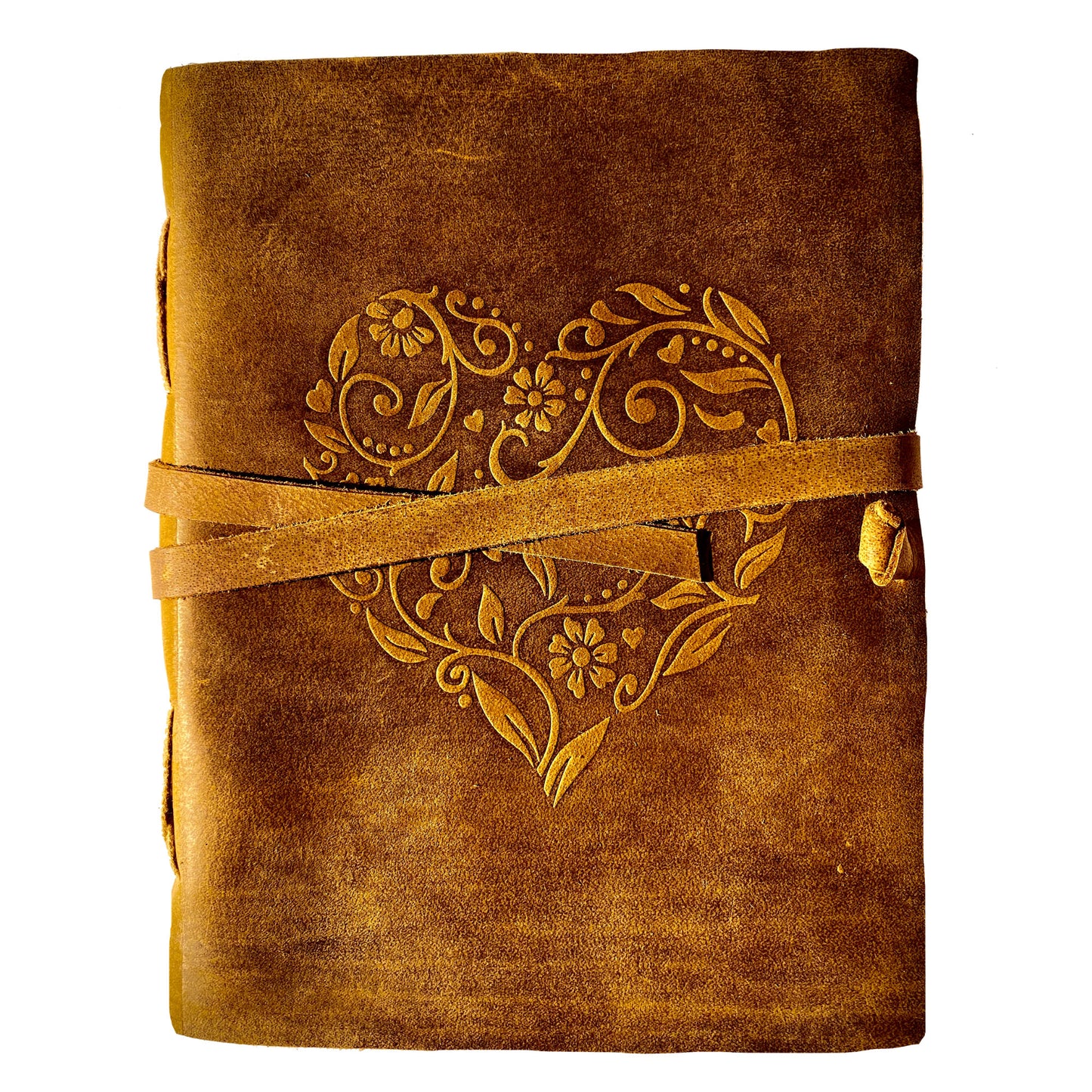 Rustic heart leather journal with embossed heart cover