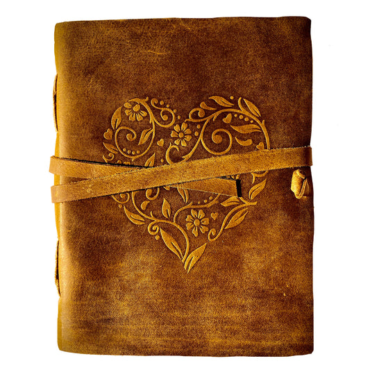 Rustic heart leather journal with embossed heart cover