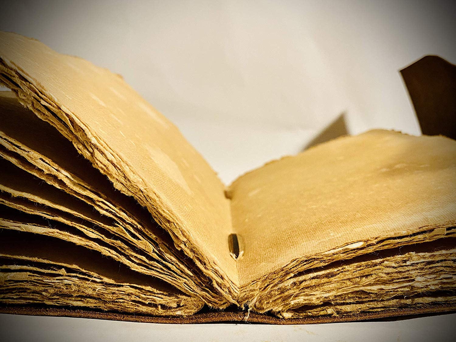 Brown leather journal with pen