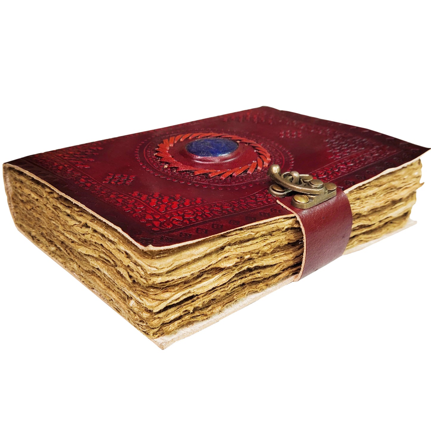 Vintage leather journal with semi-precious stone closure