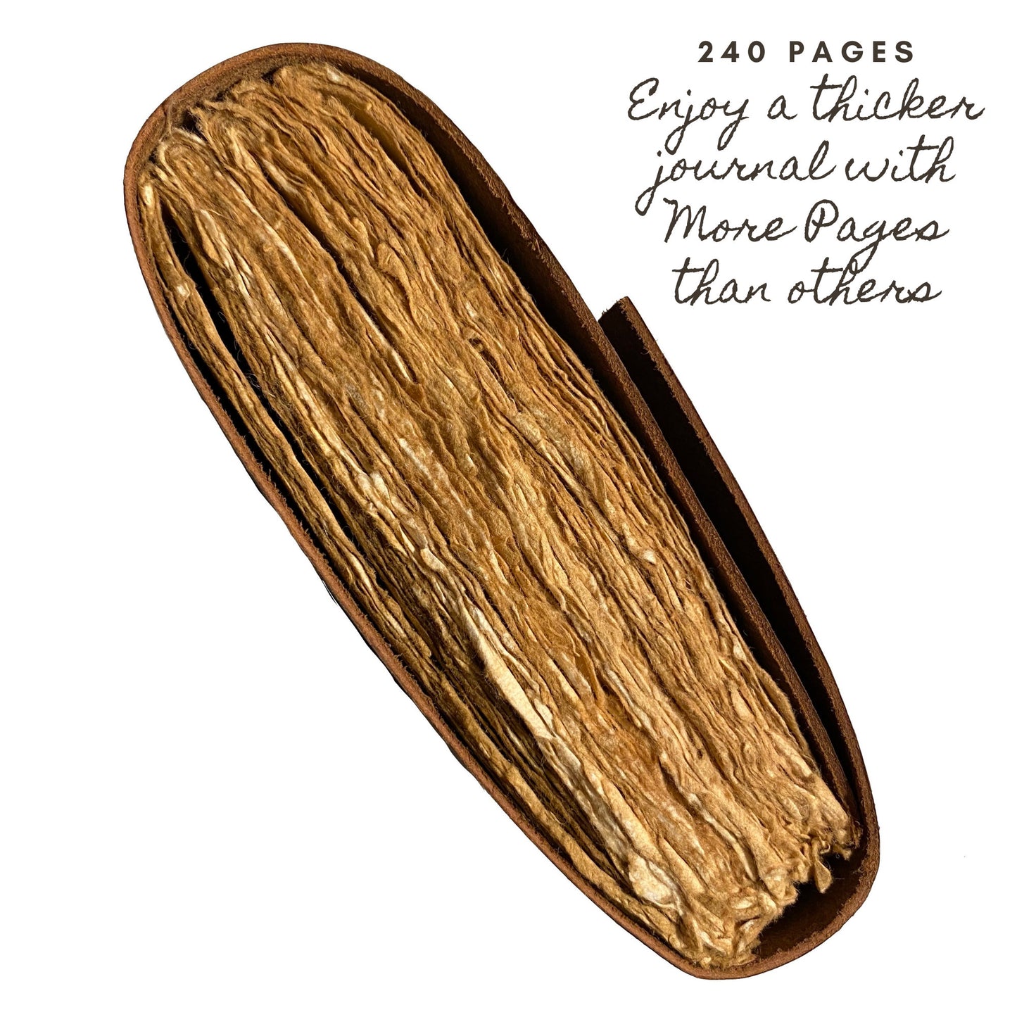 Brown leather journal being written in