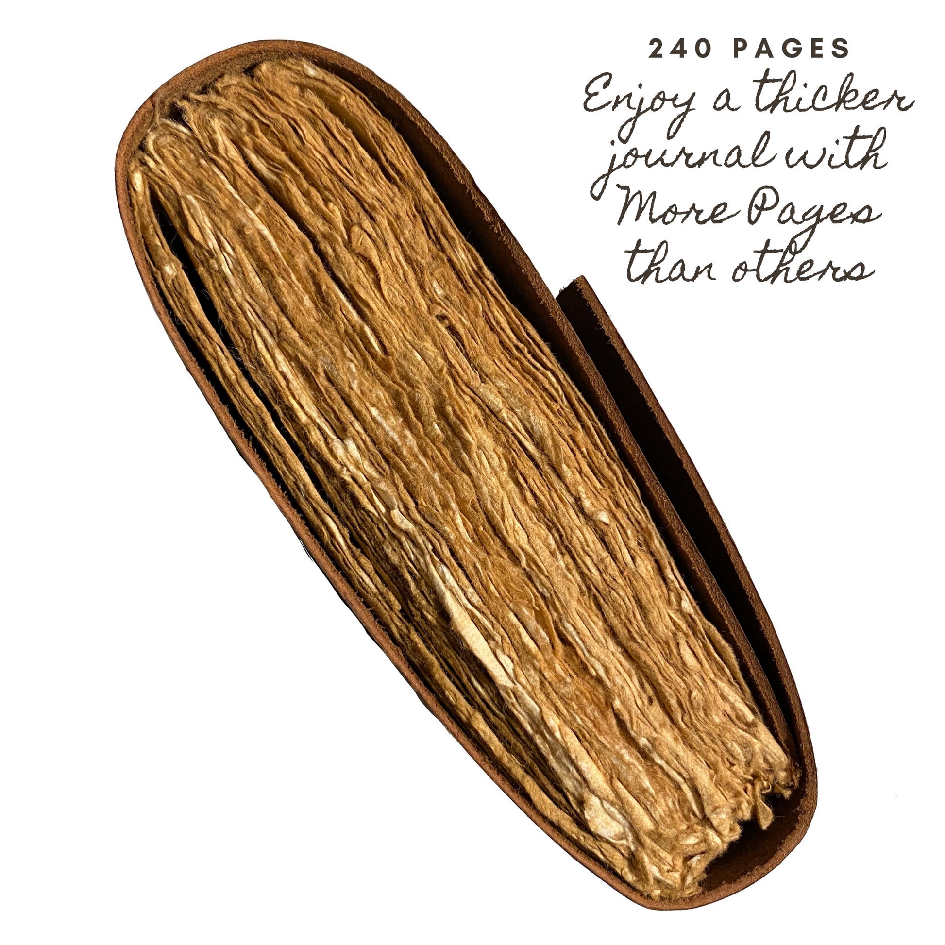 Brown leather journal being written in