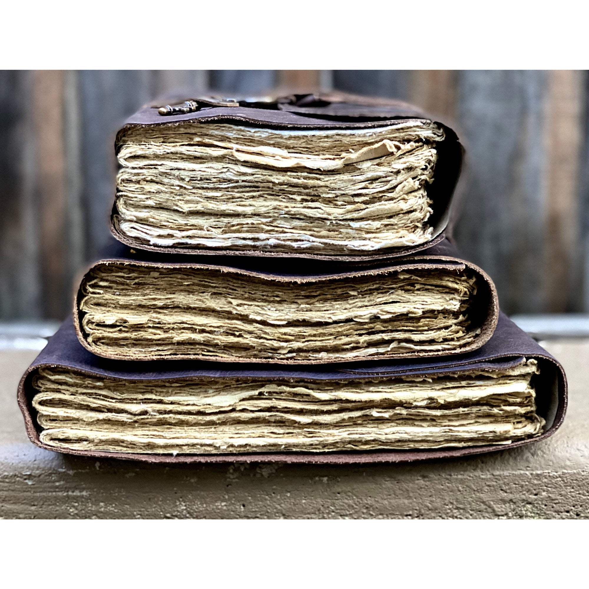 Leather Journal - Antique Handmade Deckle Edge Vintage Paper