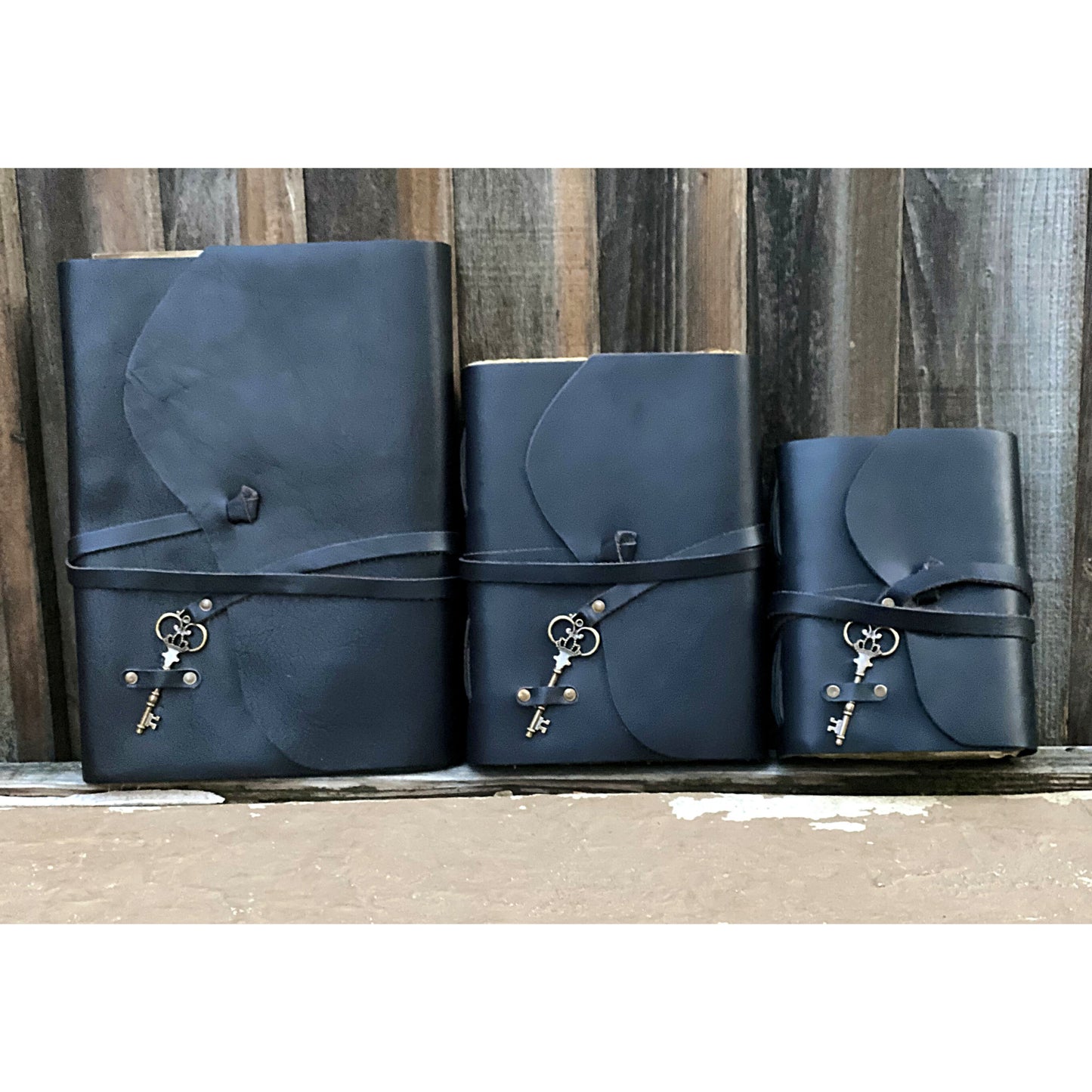 Black leather journal with key as a gift